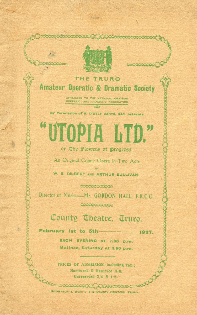 Programme cover for Utopia Ltd at County Theatre Truro